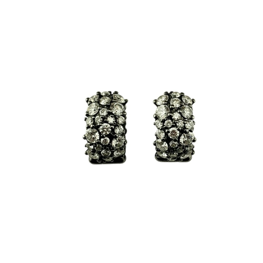 Paul Morelli 18 k Black gold and White diamonds Huggie Earrings